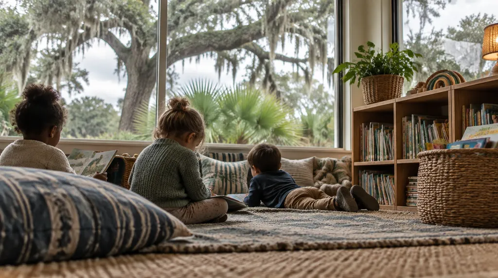 A cozy reading corner in a daycare in Summerville, SC