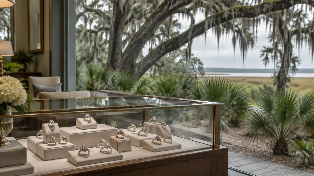 A jewelry display case with rings in Summerville, SC
