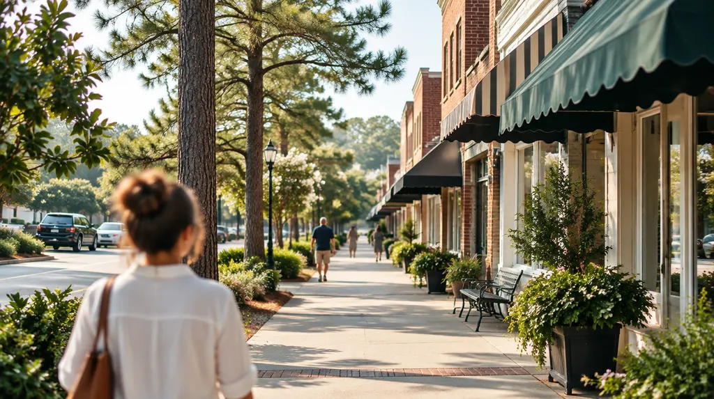 Local businesses along a street in Sumter, South Carolina