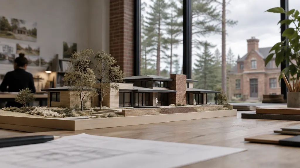 A scale model of a modern house in a studio in Sumter, SC