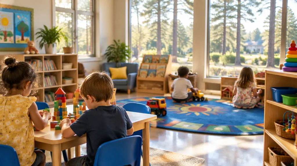 A bright preschool classroom with colorful toys in Sumter, SC