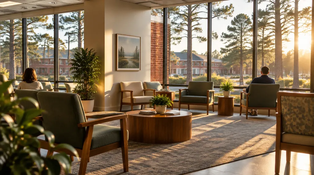 A peaceful waiting room with natural light in Sumter, SC