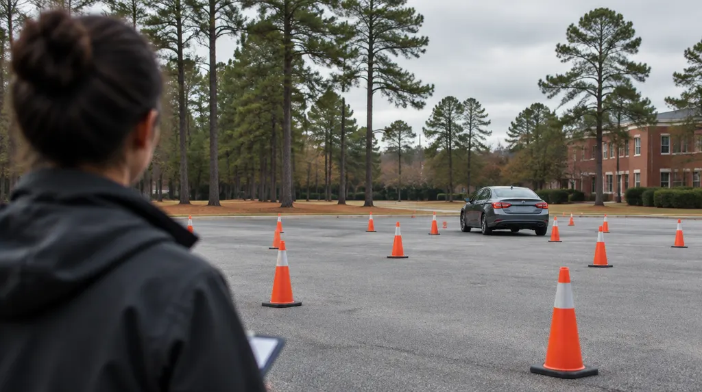 Traffic cones on a practice lot in Sumter, SC