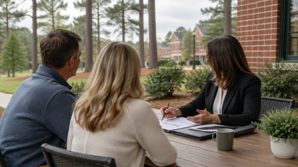 A financial advisor meeting a couple at a table in Sumter, SC