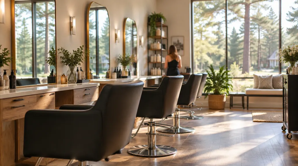 A stylish hair salon with chairs and mirrors in Sumter, SC