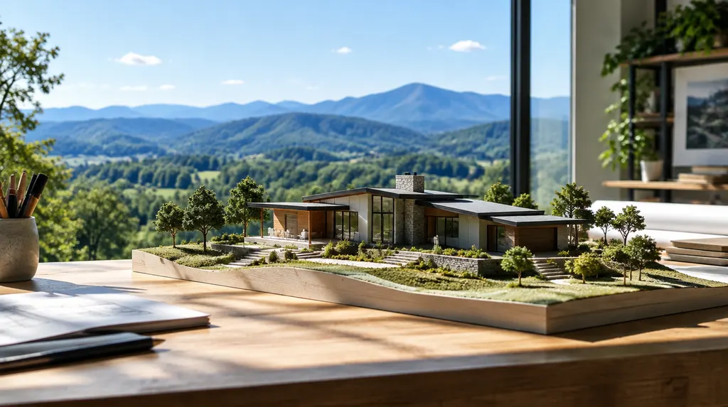 A scale model of a modern house in a studio in Taylors, SC