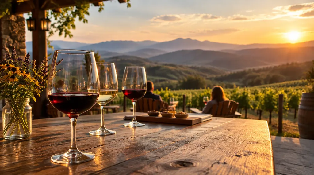 A vineyard tasting room with wine glasses in Taylors, SC