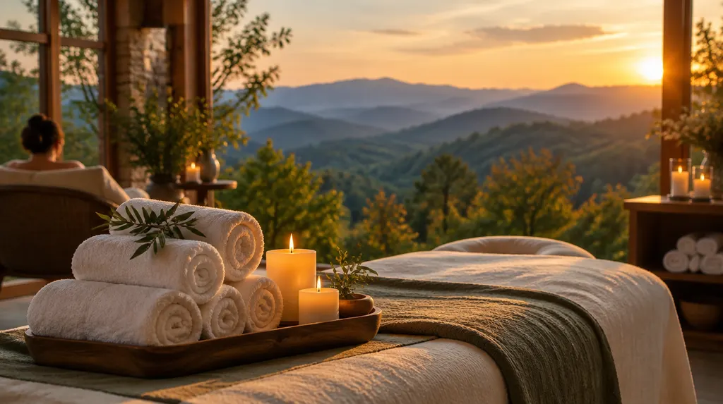 Rolled towels and candles in a day spa in Taylors, SC