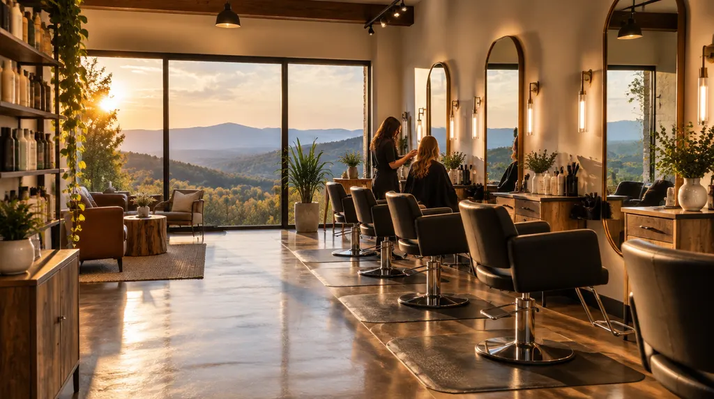A stylish hair salon with chairs and mirrors in Taylors, SC