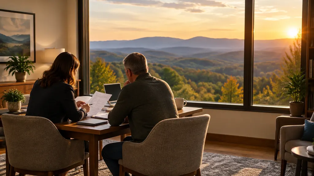 A tax preparer reviewing documents with a client in Taylors, SC