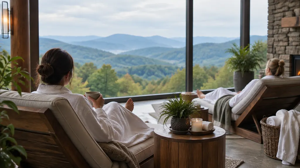 A spa relaxation lounge with robes in Wade Hampton, SC