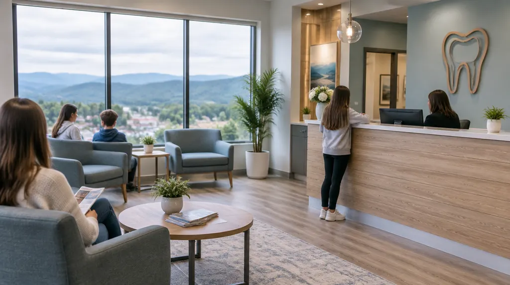 A cheerful orthodontic reception area in Wade Hampton, SC
